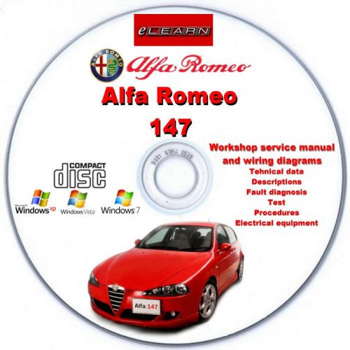 Alfa romeo 147 (2001-2004) elearn – multilingual factory repair manual cd