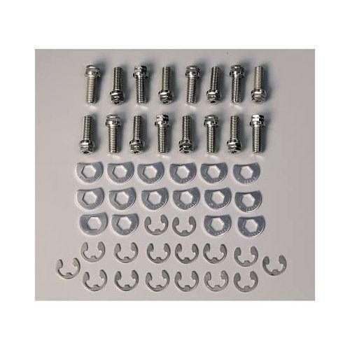 Ford racing header fasteners bolts locking steel nickel plated ford sb bb