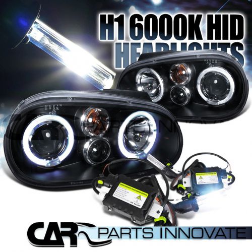 99-06 vw golf mk4 gti r32 cabrio black halo projector headlight+h1 6000k hid kit