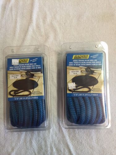 Two dock lines double braided 1/2&#034; x 25&#039;  blue seachoice 40391