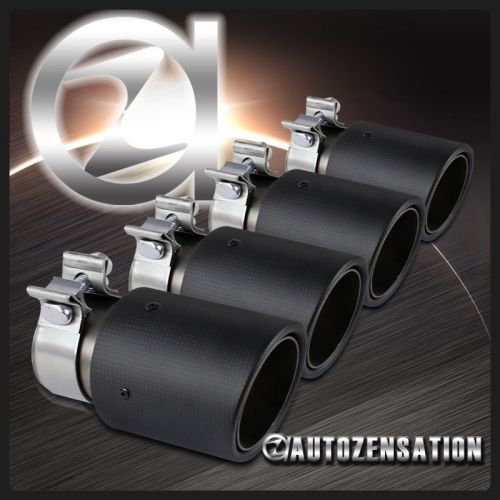 4x 3.5&#034; outlet 6&#034; dry carbon fiber stainless steel exhaust muffler tip