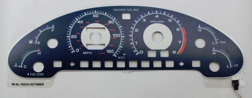 120mph blue reverse indiglo glow gauge overlay face for 93-97 ford proble lx