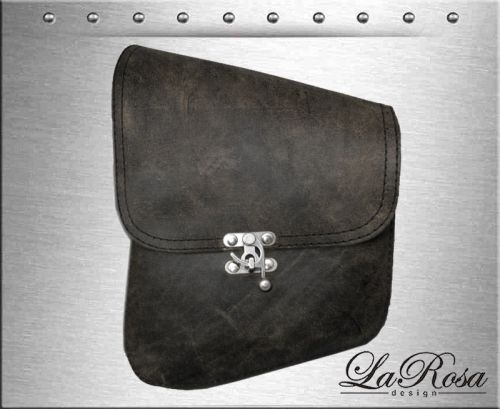 La rosa rustic black leather simple buckle harley softail chopper left saddlebag