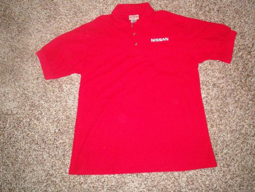 Medium red polo embroidered nissan