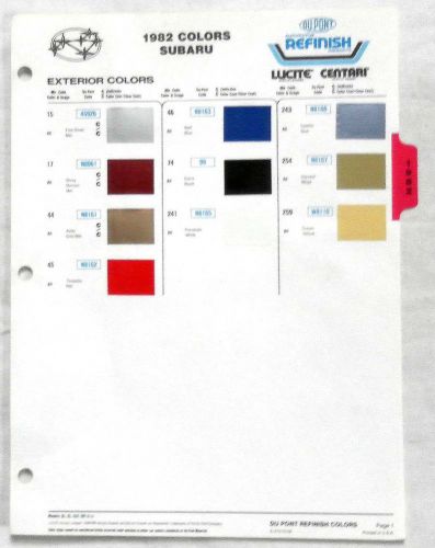 1982 subaru dupont  color paint chip chart all models original