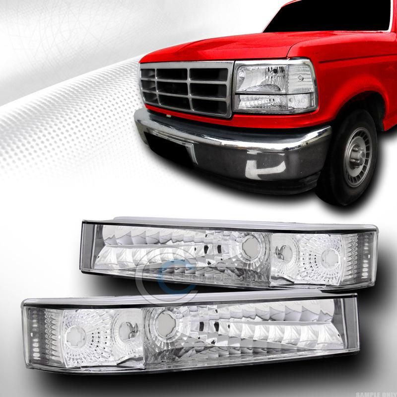 Depo chrome clear lens signal bumper lights lamps 92-96/97 ford f150 f250 bronco
