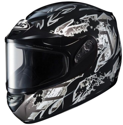 Hjc cs-r2 skarr dual lens snow helmet dot black/silver/white adult 2xl xxl