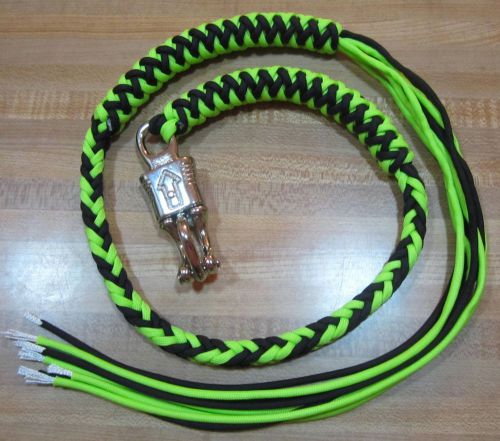 Motorcycle getback biker whip usa made with panic clip black and neon green