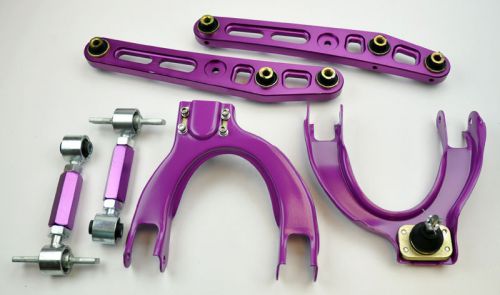 Honda civic crx integra front &amp; rear camber kit &amp; lower control arms purple