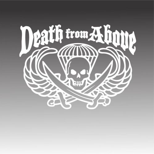 Death from above jolly roger skull sticker military jump wings decal