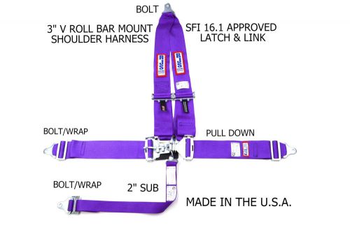 Rjs racing equipment sfi 16.1 latch &amp; link 5 point racing harness purple 1125708