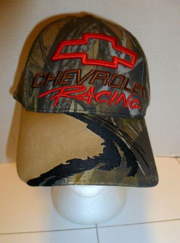 Camoflauge chevy chevrolet racing bowtie logo embroidered adjustable velcro hat