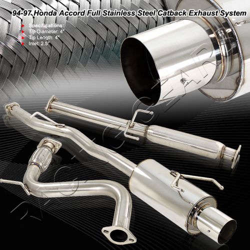 For 94-97 honda accord 4&#034; tip 2.25&#034; inlet t-304 catback exhaust muffler system