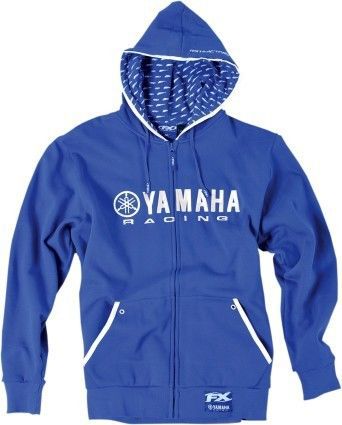 Factory effex logo mens embroidered zip up hoodie yamaha racing, blue/white