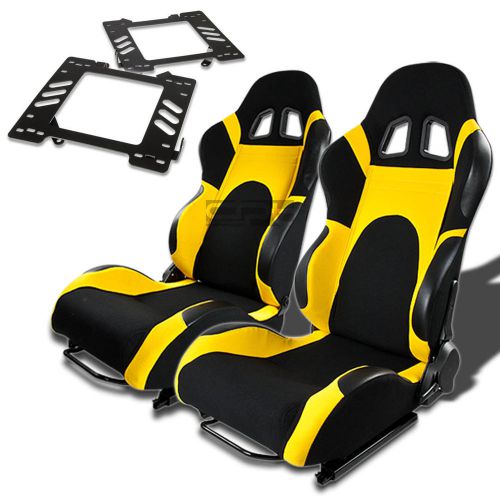 Type-6 racing seat black yellow woven+silder+for 99-04 mustang sn-95 bracket x2