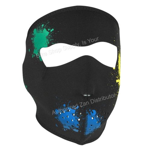 Zan headgear wnfm080g, neoprene full mask, glow in the dark, revrs blk, splatter
