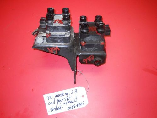 91-93 mustang 2.3 2300 4 cylinder coil set pack pair coils w mount bracket #866