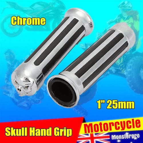 1&#034; chrome skull hand grips fit harley davidson sportster nightster roadster 1200