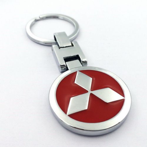 Metal car double side logo keyring key chain pendant key holder for mitsubishi
