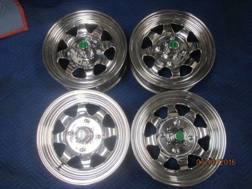 Vintage vw dan gurney polished mag wheels 4-lug 15x5-1/2 fastback bug rims mags