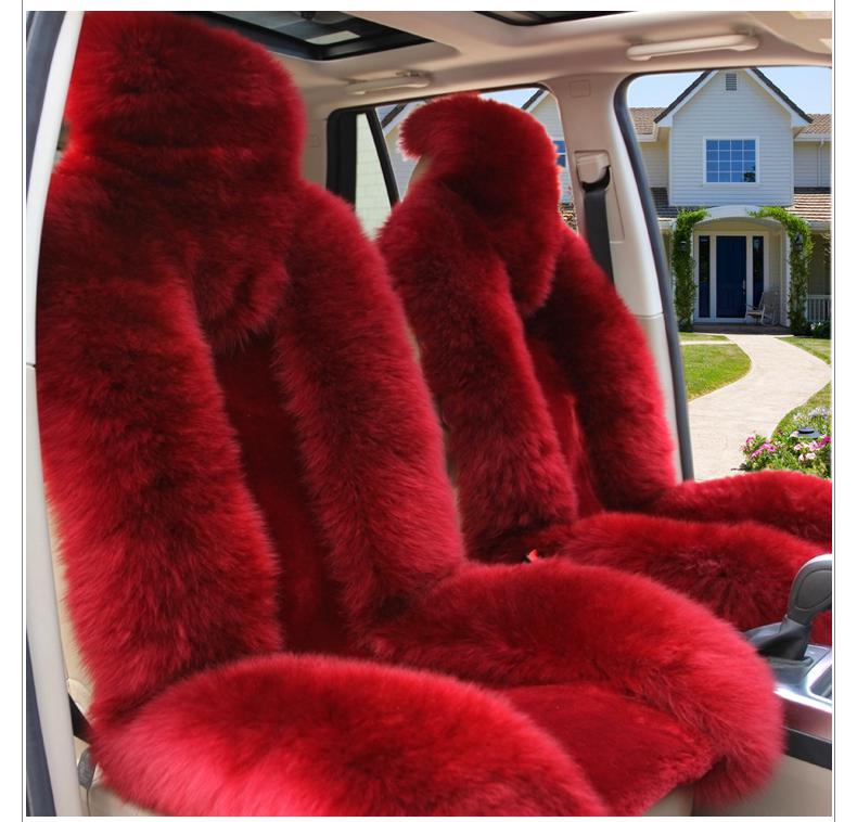 1 set 5 pcs sheepskin seat cushion cover-universal fit,red/violet /coffee color