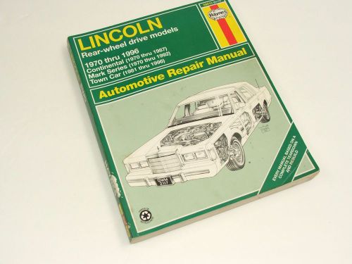 Lincoln 1970 thru 1996 continental mark series town car repair manual
