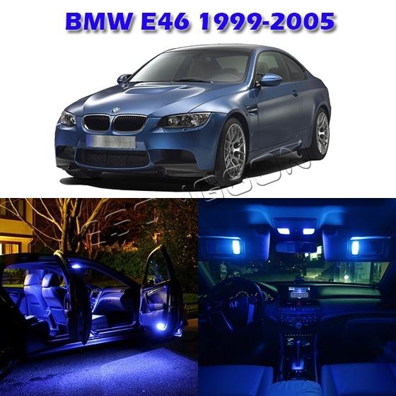 7 blue map dome footwell courtesy interior light package for bmw e46 1999-2005