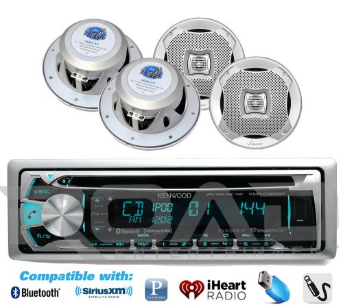 Marine silver 6.5&#034; 2way speaker set,kenwood marine bluetooth usb cd aux receiver