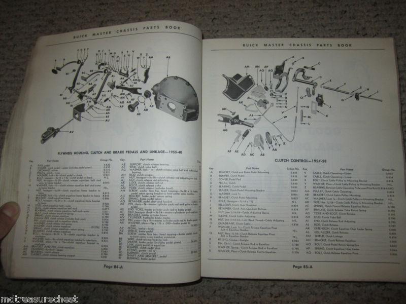 1936-1959 37 38 39 40 50 55 56 57 52 53 54 48 49 buick master chassis parts book
