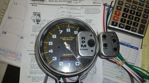 Auto meter carbon fiber (5&#034;) 9,000 rpm pro stock tachometer