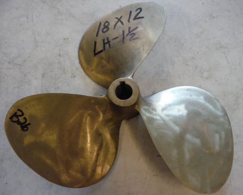 18 x 12 bronze 3 blade lh propeller 1-1/2” bore prop inboard wheel 18x12  b26