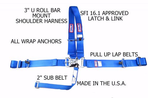 Rjs sfi 16.1 latch &amp; link harness dragster u wrap in 5 point blue 1154403