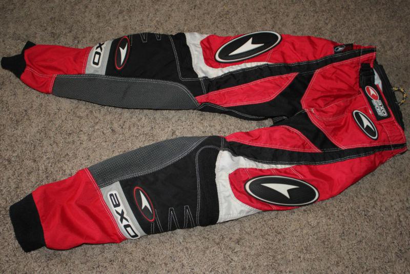 Size 24 us red axo sport youth boys motocross dirt bike pants red and black
