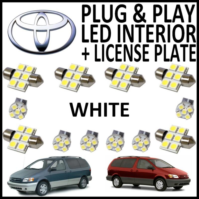 12x green led lights interior package kit for 1998-2003 toyota sienna ts2g