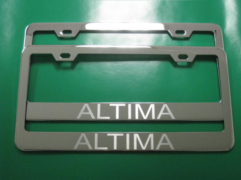 (2) brand new " altima " chrome metal license plate frame