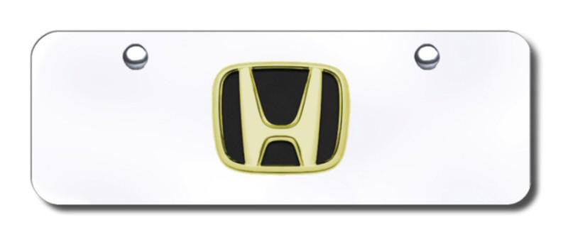 Honda logo gold on chrome mini-license plate made in usa genuine