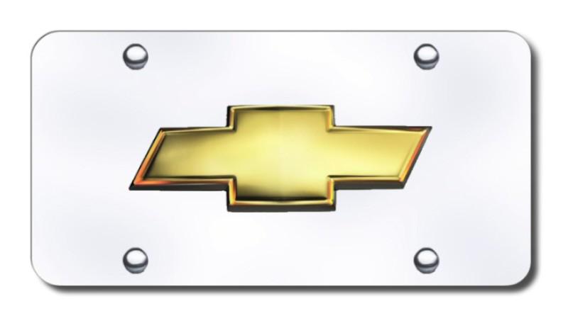 Gm chevrolet oem bowtie on chrome license plate made in usa genuine