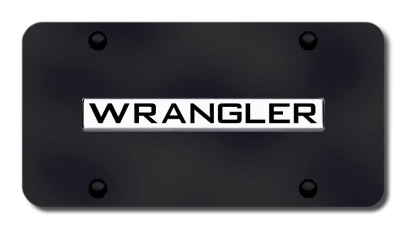 Chrysler wrangler name chrome on black license plate made in usa genuine