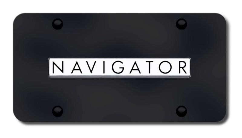 Ford navigator name chrome on black license plate made in usa genuine