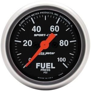 Autometer 2in. fuel press; 0-100 psi w/o peak/valley