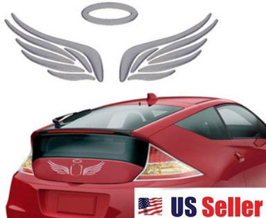 3d silver chrome angel wing halo god holy car auto sticker emblem logo