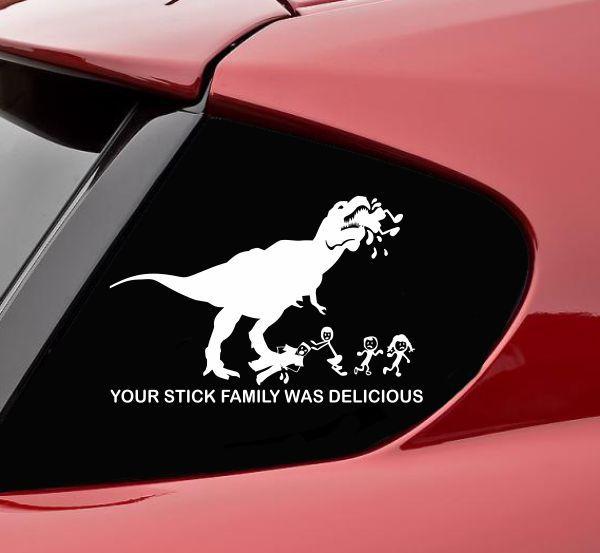 Your stick figure family was delicious trex eating funny vinyl decal sticker 