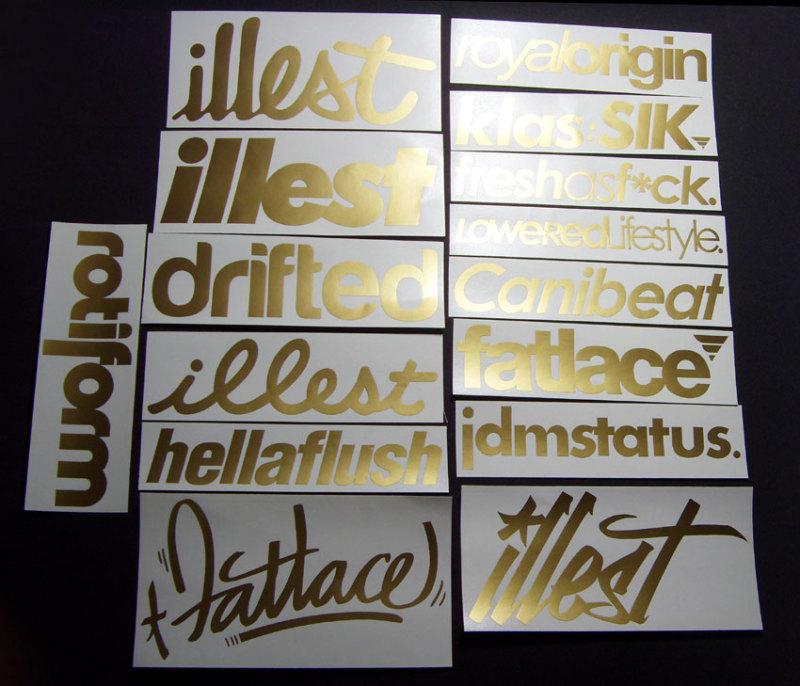15 stickers decals illest fatlace hellaflush drift lowred jdm 7 inchs*gold 0ws