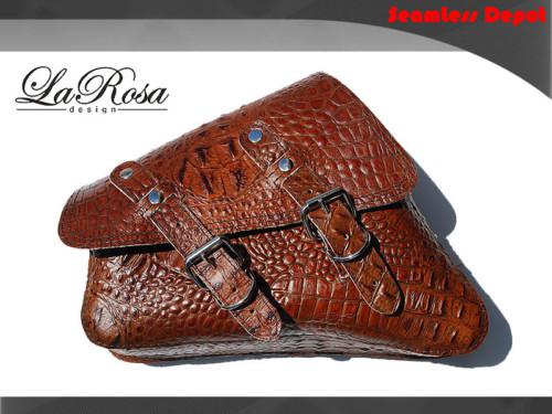 2004-2014 larosa brown alligator design leather harley sportster left saddlebag 