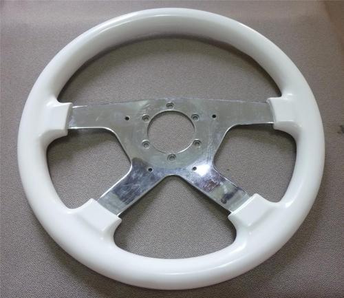 Jdm "wd" pure white 4 chrome spoke japan wooden steering wheel 13.75" 350mm a253