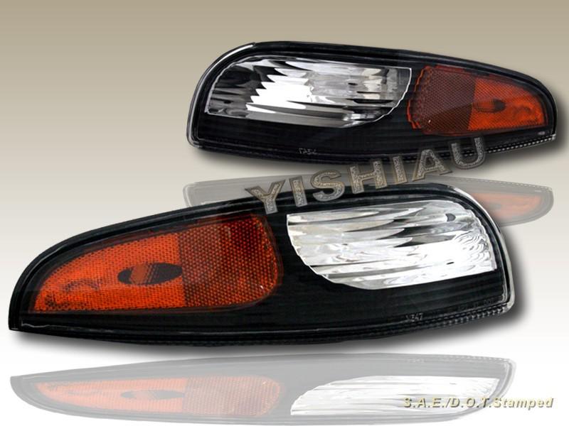 1997-2004 chevy corvette pair bumper signal lights amber reflector z06 black