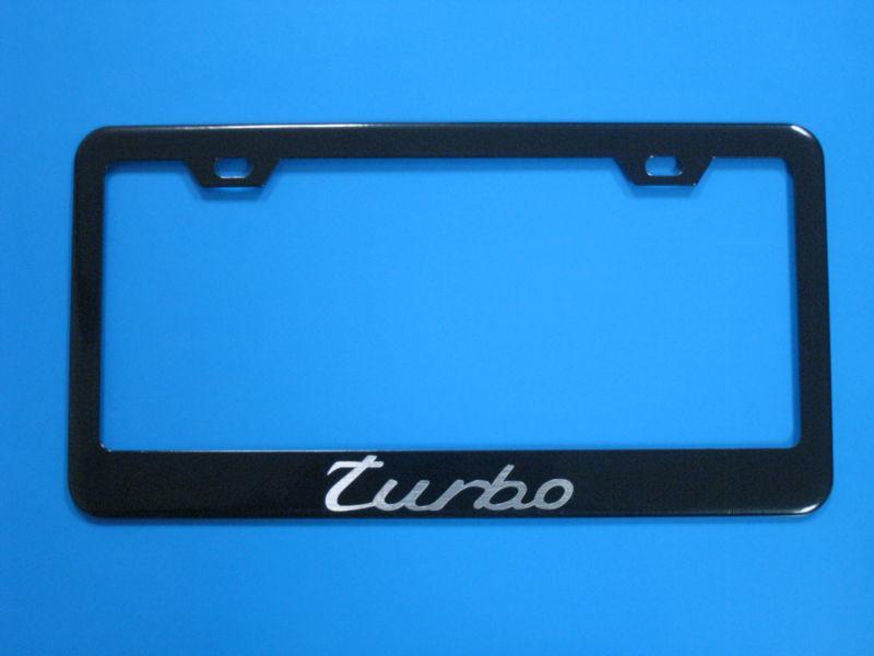 "turbo" 911/cayenne black license plate frame