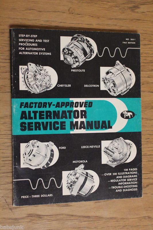 1963 factory-approved altenator service manual draf tool co., inc