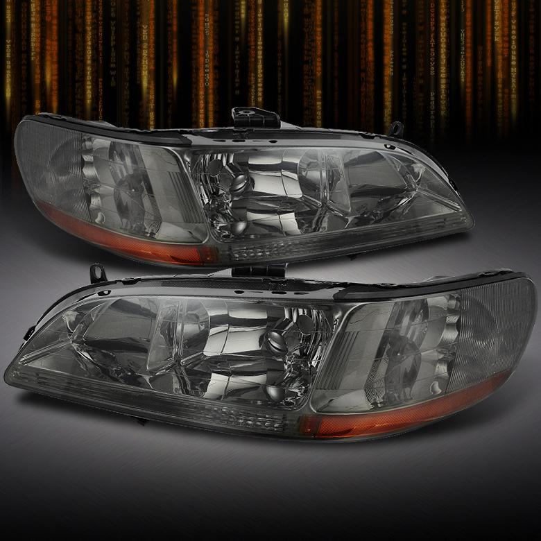 Smoked 98-02 honda accord 2/4dr crystal headlights lamps lights left+right pair