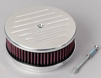 Billet spec air filter assembly 6 3/8" dia round alum ball-milled design 2"